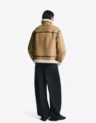 Faux shearling biker jacket