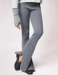 Cable-knit flared pants