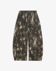Printed plush barrel pants