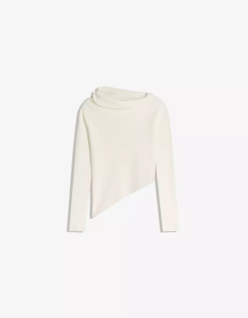 Asymmetric gathered sweater