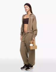 Embroidered zip-up hooded sweatshirt