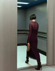 Blonde lace long sleeve midi dress