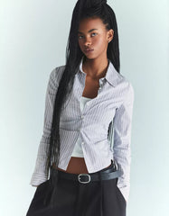 Fitted shirt with gathered side