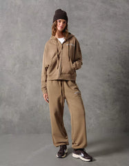 Embroidered zip-up hooded sweatshirt