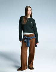 Cable-knit sweater with embroidery