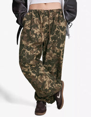 Printed parachute cargo pants