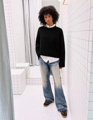 Oversized sweater with ribbed hem