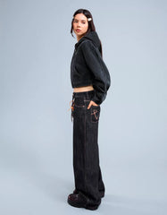 Denim jacket with zipper