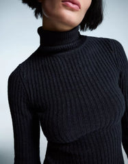 High neck ribbed sweater