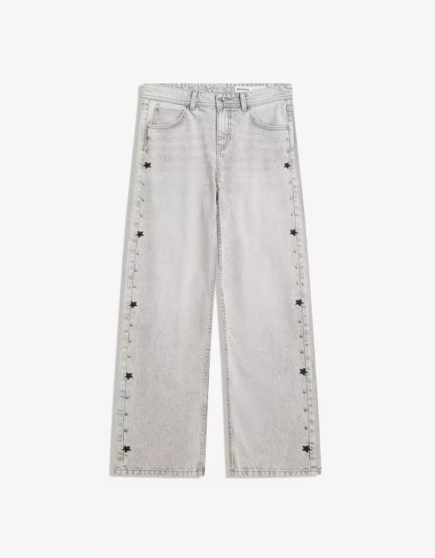 Studded star baggy jeans