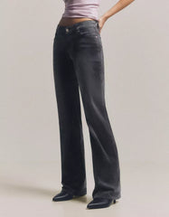 Velvet-effect bootcut jeans