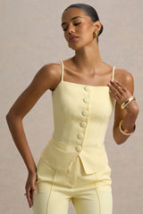 Nellie | Lemon Tailored Button-Up Top