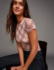 Printed short sleeve tulle T-shirt