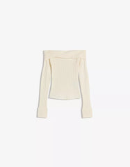 Textured Bardot neck sweater