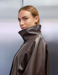 Oversize leather effect jacket