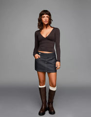 Long sleeve T-shirt with gathering