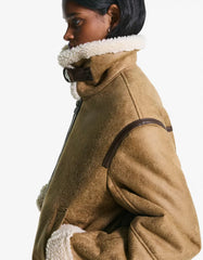 Faux shearling biker jacket