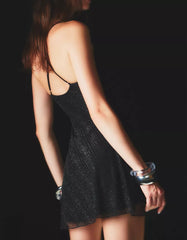 Tulle mini dress with rhinestones