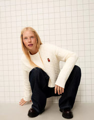 Cable-knit sweater with embroidery