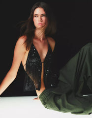 Sequined halter neck top