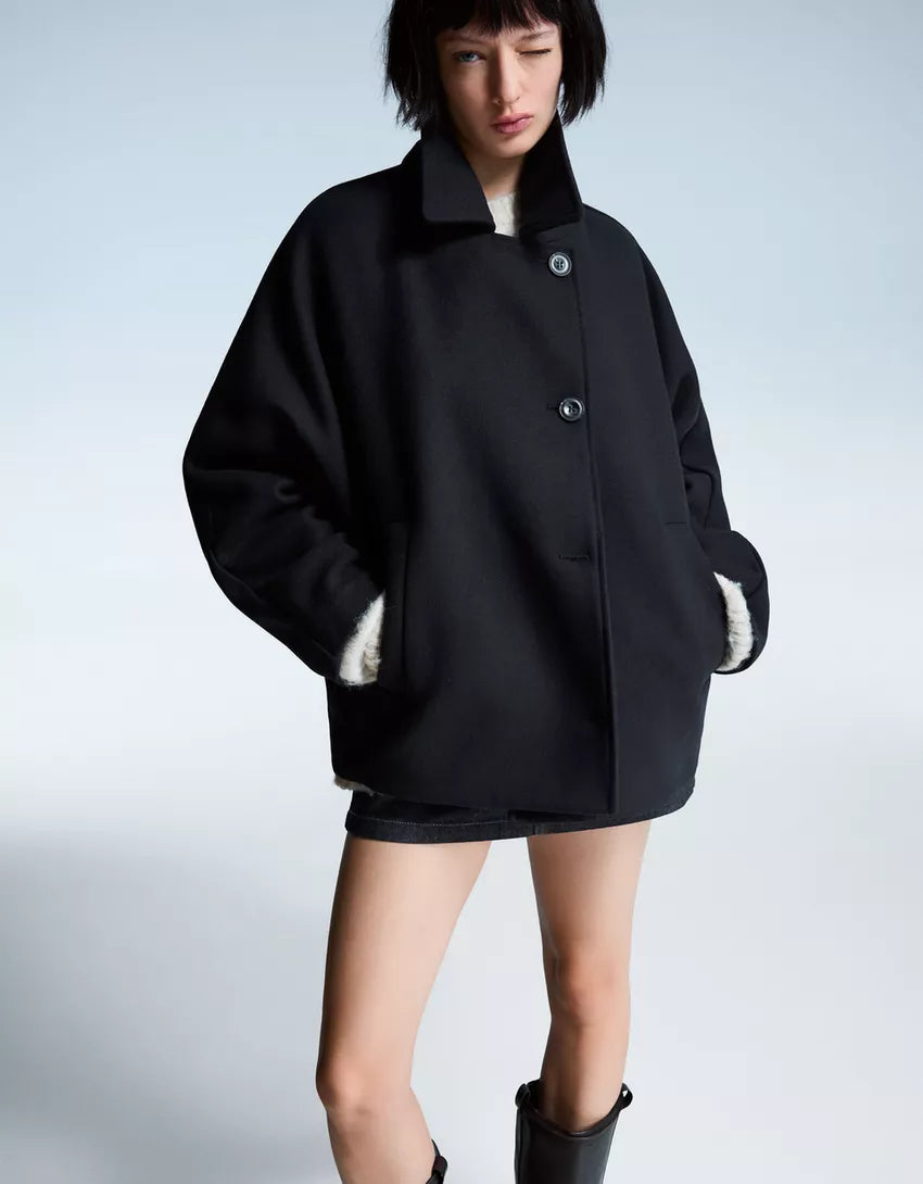 Felt texture jacket with batwing sleeves