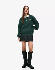 Printed polo collar sweater