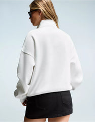 Printed zip-up neck sweatshirt