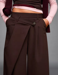 Tailored pants with crossover waistband