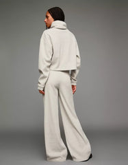 Soft ribbed wide-leg pants