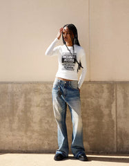 Short sleeve T-shirt with studs and print