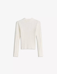 Cable-knit cardigan with a polo collar