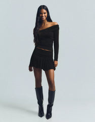 Textured metallic thread mini skirt