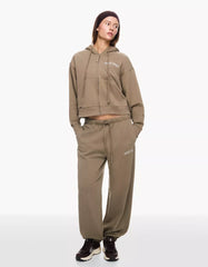 Embroidered zip-up hooded sweatshirt