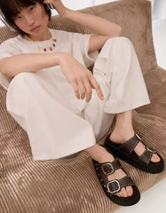 Buckled platform sandals with stud details