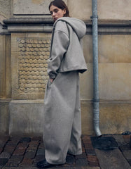 Wool effect barrel trousers