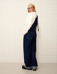 Oversize denim jumpsuit with straps