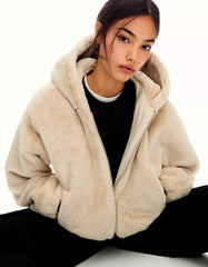 Faux fur hooded jacket