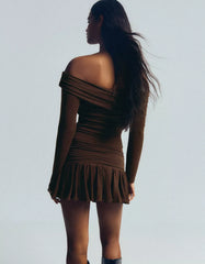 Textured metallic thread mini skirt