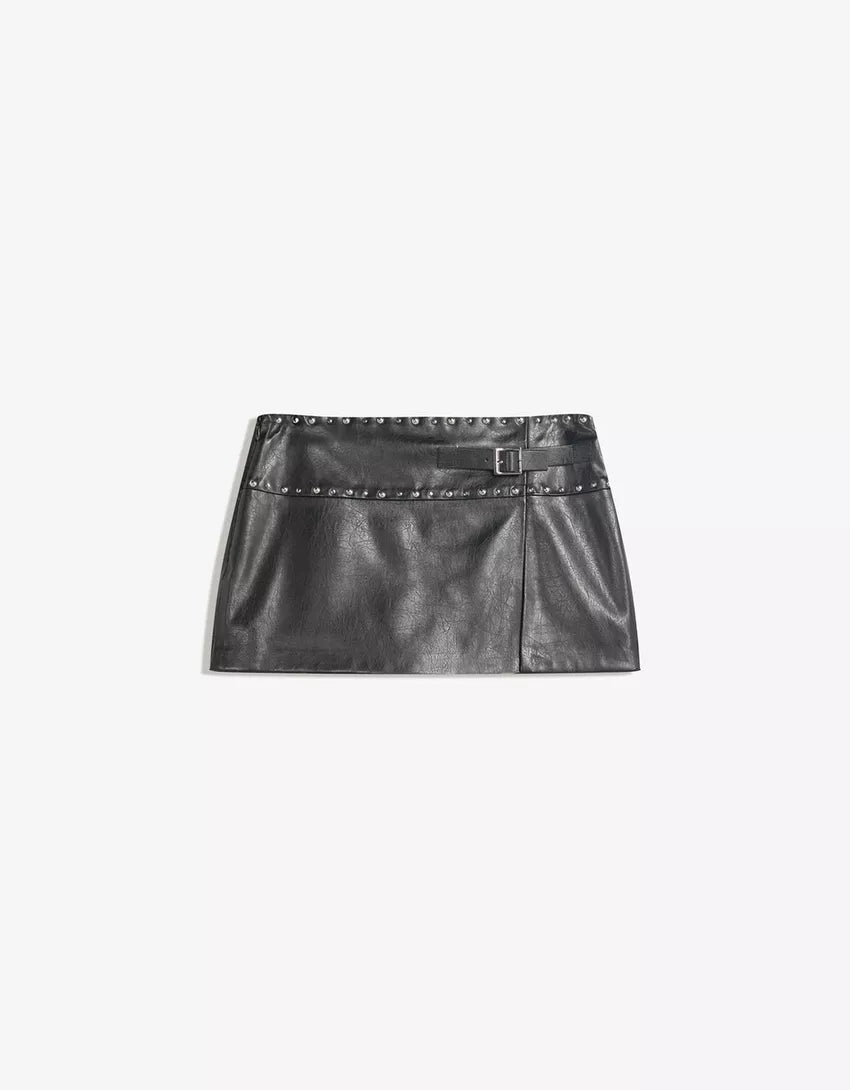 Leather effect mini skirt