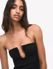 Shimmery mini dress with neckline