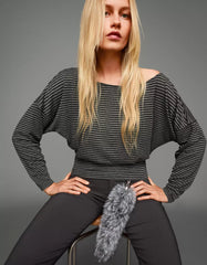 Striped long sleeve sash T-shirt