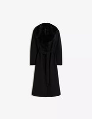 Coat with a detachable faux fur collar