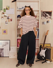 Plush barrel pants with stoppers