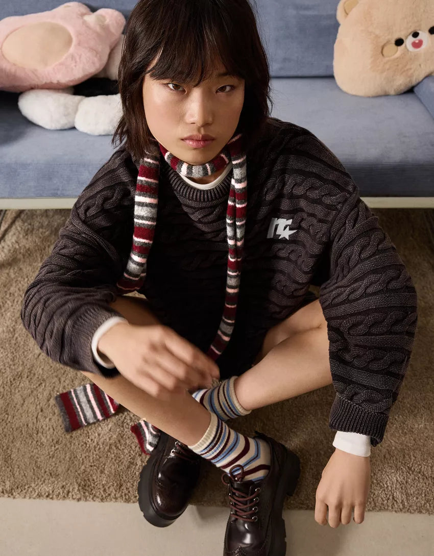 Extra-long striped scarf