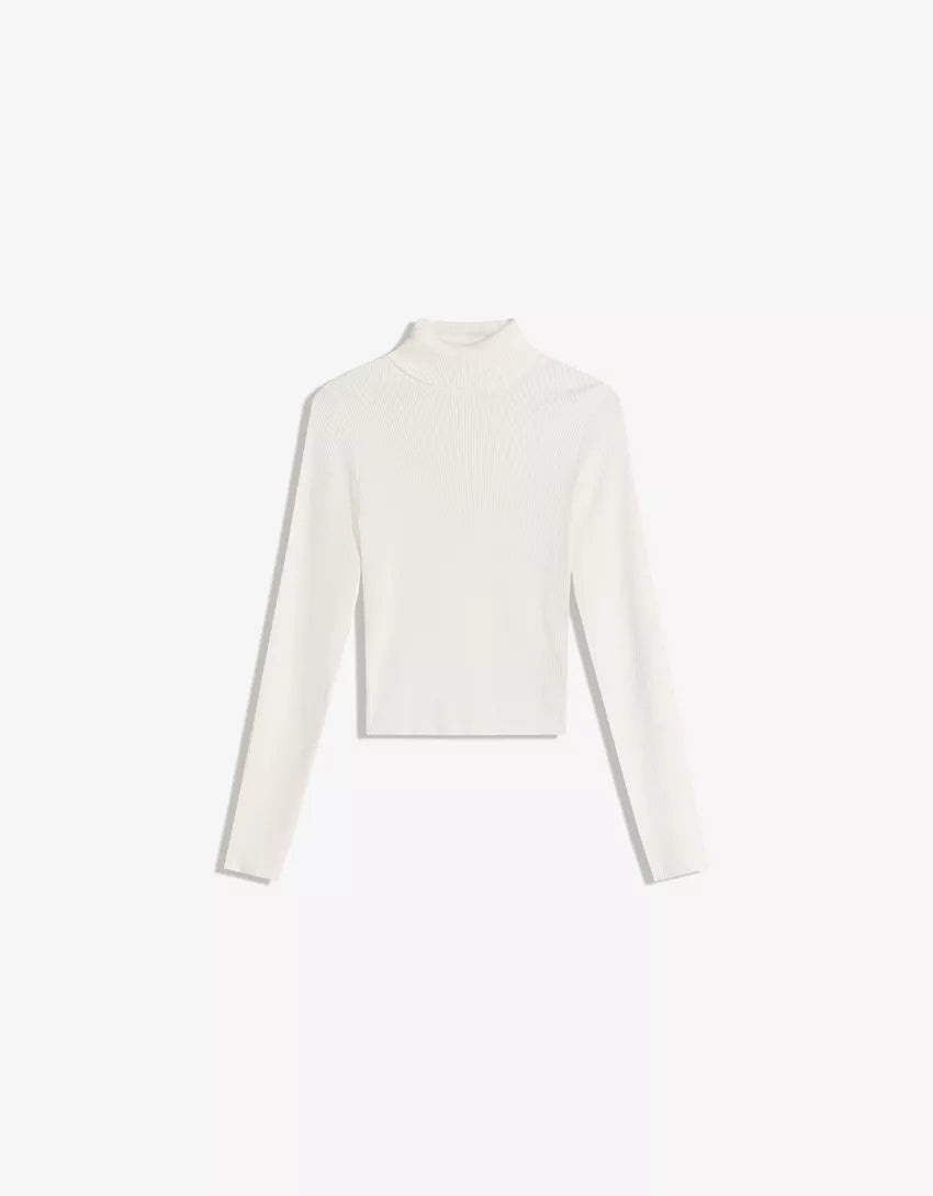 Ribbed high neck sweater