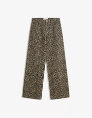 Animal print straight-leg studded pants