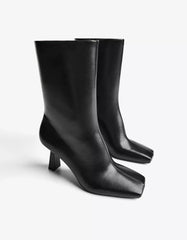 Kitten-heel ankle boots with square toe