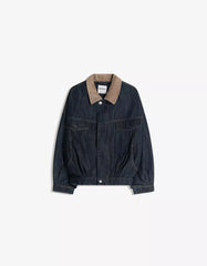 Oversize denim jacket with contrast collar