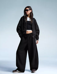 Plush barrel pants with stoppers