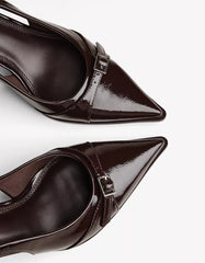 Kitten-heel shoes with buckled straps